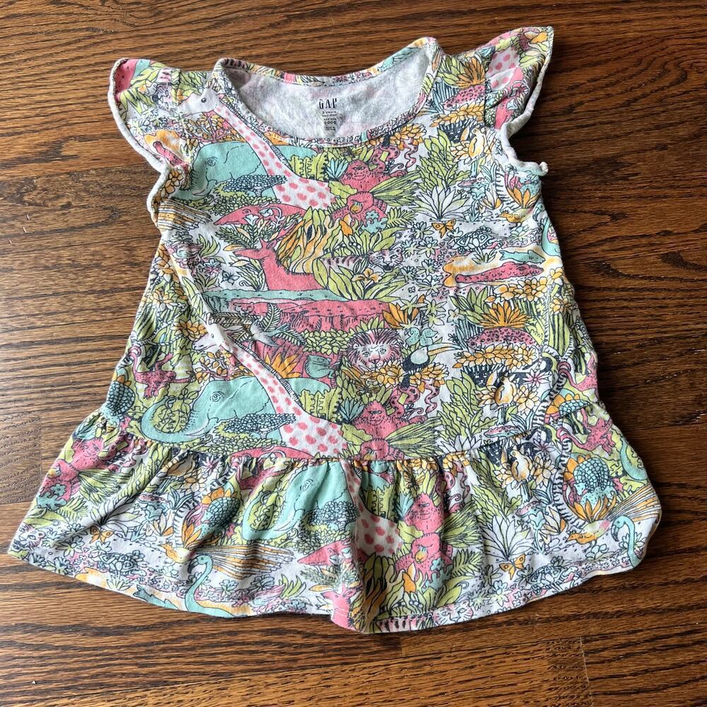 🍭6/$30 Baby Gap Jungle Animal Peplum Summer Girl's Tee - 3 years